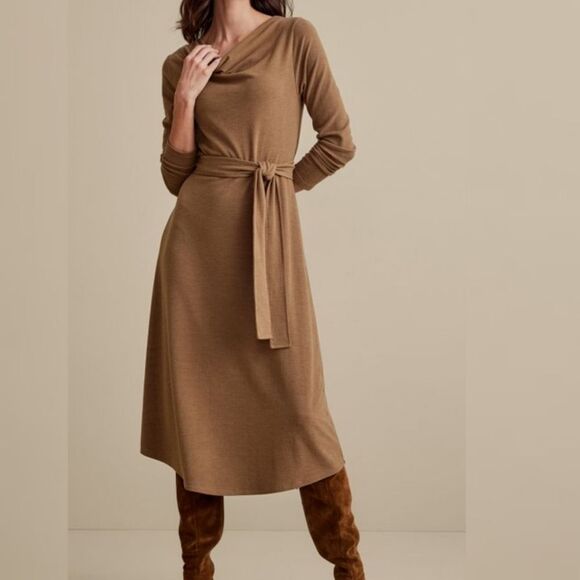 Soft Surroundings Paula Tan Cowl Neck Dress Size XL XLP $110 NWT - Picture 2 of 7